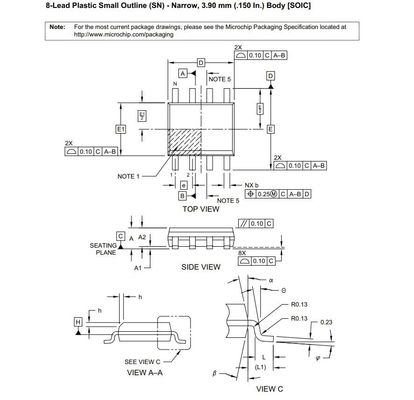 অটোমোটিভ মেমরি আইসি চিপ EEPROM সিরিয়াল-I2C 2K-বিট 256 X 8 3.3V/5V 24LC02B-I/SN